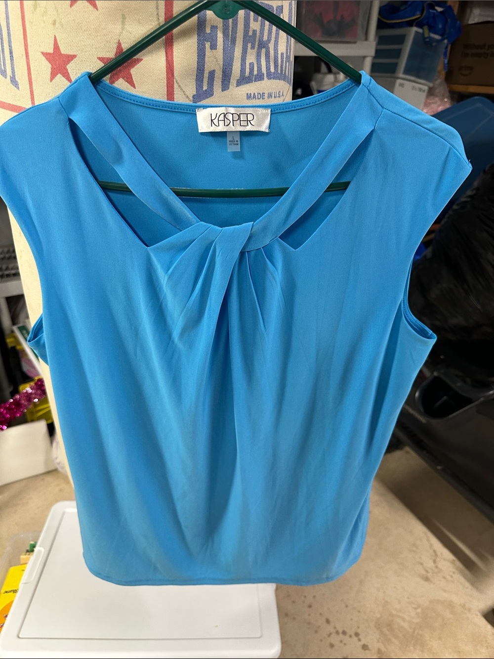 Kasper Bright Blue Sleeveless Twist-Neck Camisole